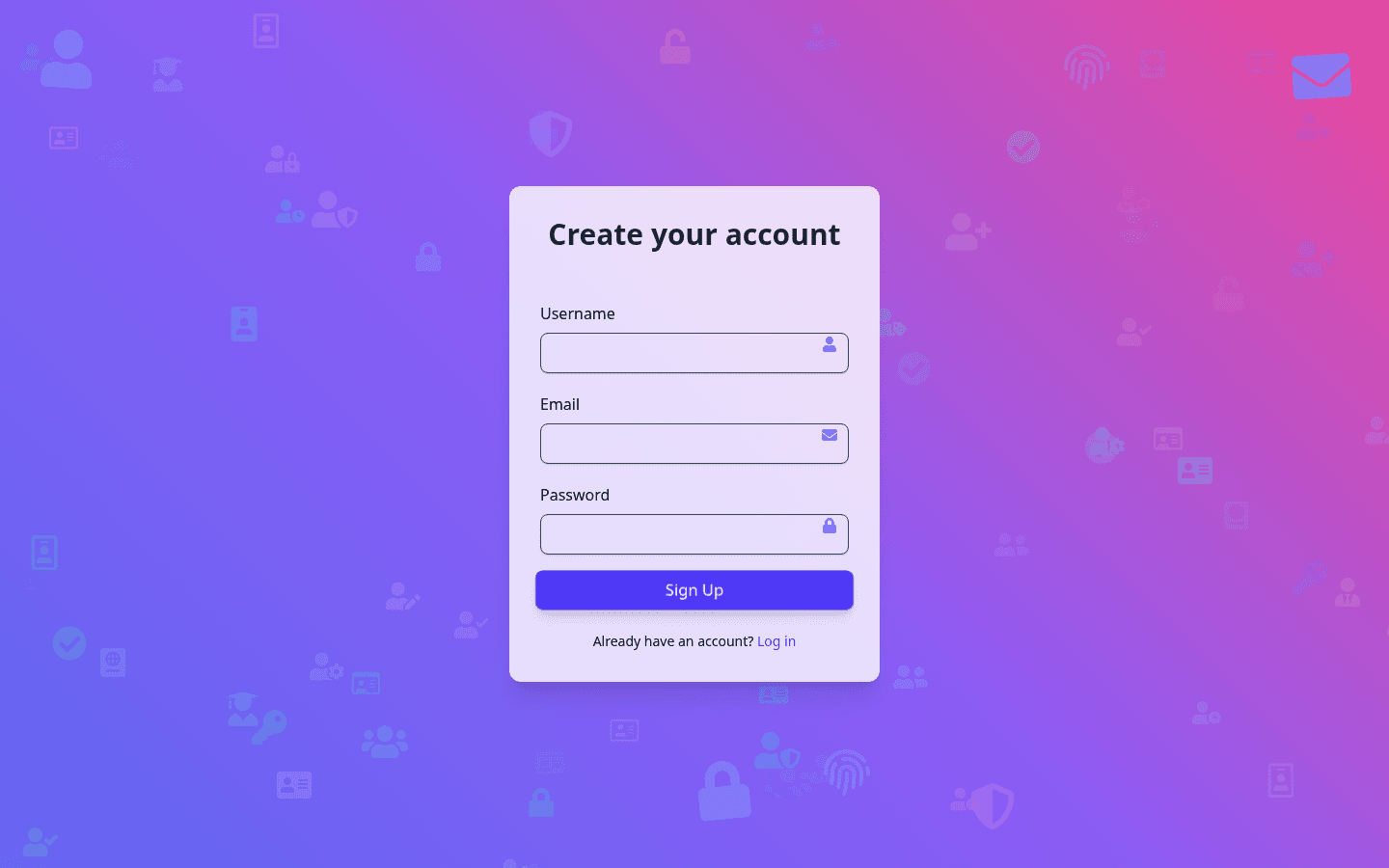 Sign-up screen
