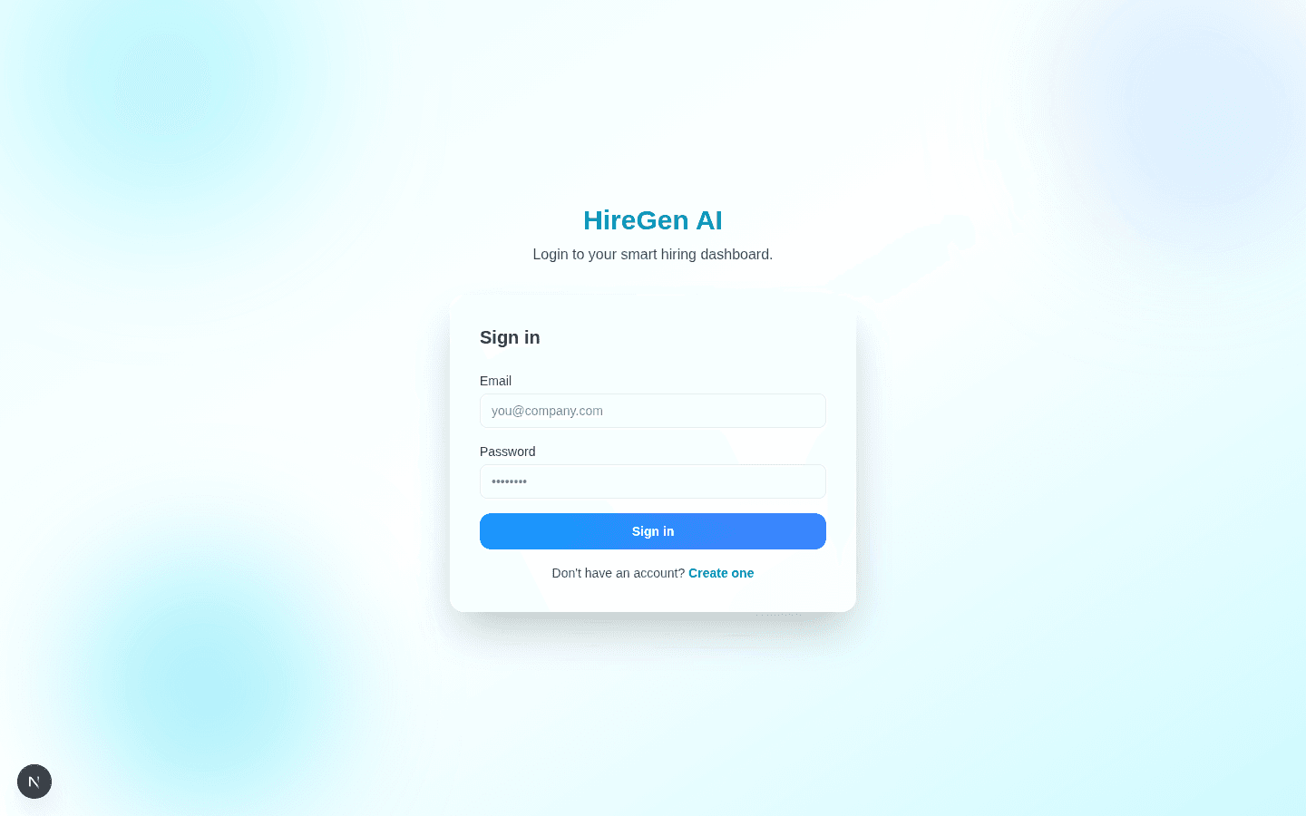 Login screen